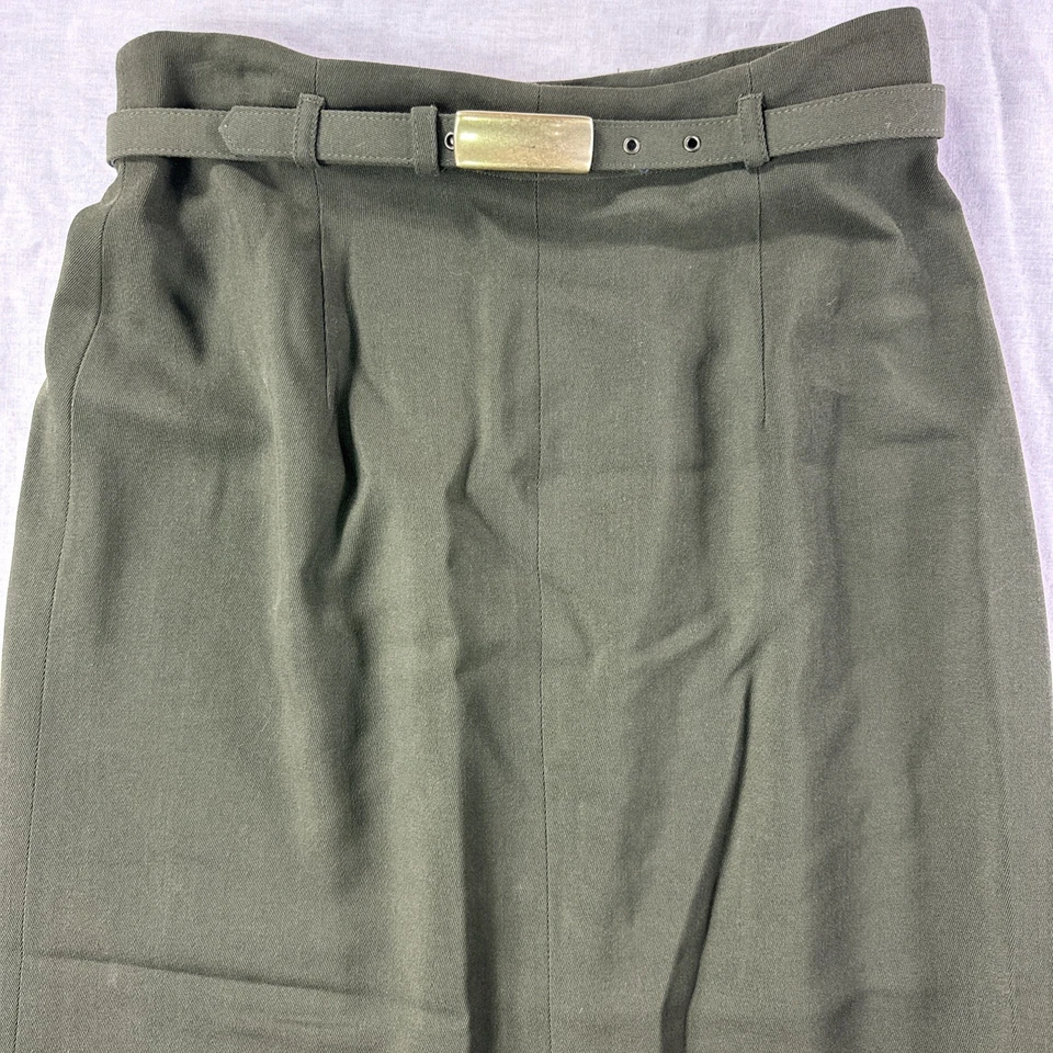 Dana Buchman 女式 8 100% 羊毛全长裙绿色衬里腰带职业装 — 第 2/4 张图片