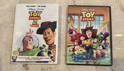 3 Movie DVD Lot- Disney Pixar Toy Story 1 & 2 And Toy Story 3