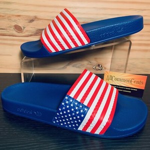 adidas slides white red blue