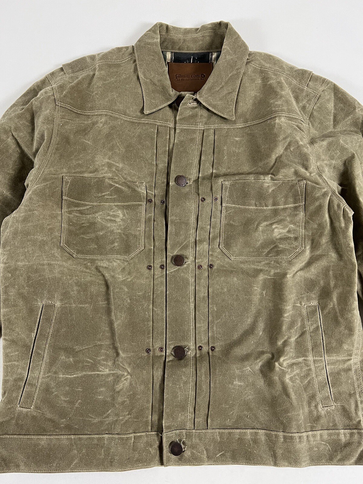 FREENOTE CLOTH RIDERS JACKET WAXED CANVAS TOBACCO GREEN INTERIOR XL NWT