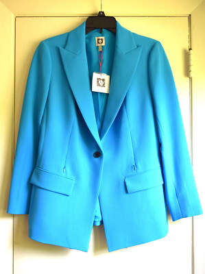NWT Anne Klein Suit Coat, Size 6, Iznik Blue Color, 4 Pockets