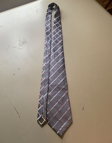 PRESIDENT DONALD J TRUMP SIGNATURE COLLECTION TIE PINK & GREY Necktie EUC