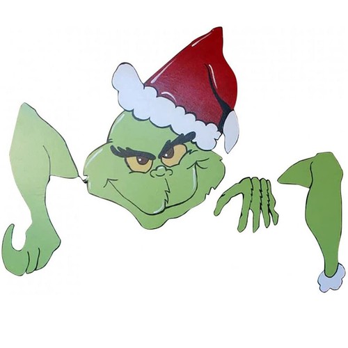 New Green Grinch peeps sculpture thief hand cut out christmas decor Xmas Garden - Bild 4 von 16