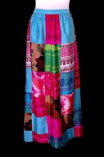 60s 70s I MAGNIN Thai Silk Patchwork Vintage Designer Skirt GABRIELLE FOUELL S M