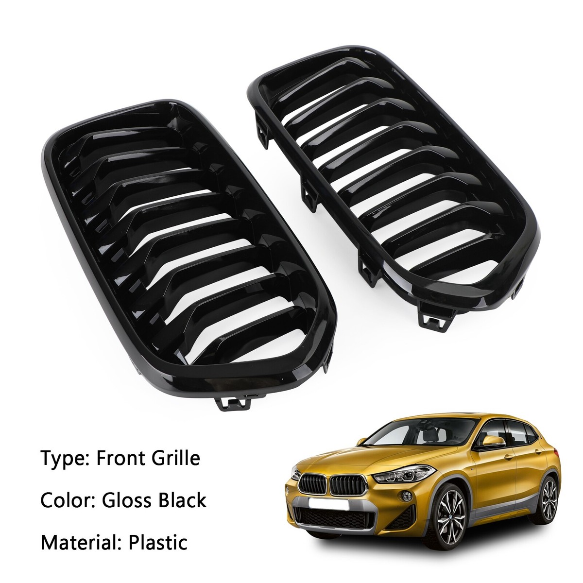 Gloss Black Front Bumper Grille Grill Fit BMW X2 Series F39 2018