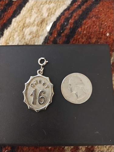 Silver Toned Vintage "Sweet 16" Charm Pendant - Picture 2 of 4