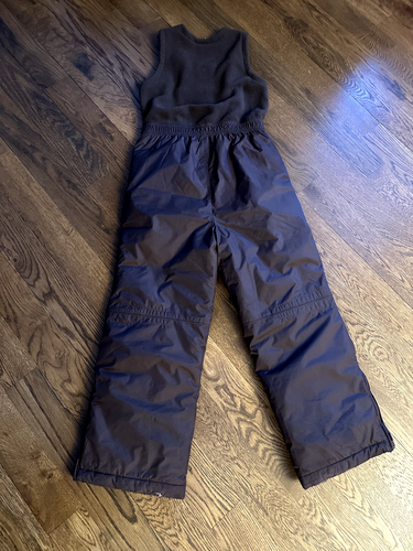 L.L. Bean Insulated Snow Pants Bibs Youth Size 8 Brown Fleece/Nylon - Picture 3 of 4