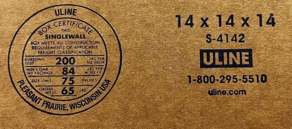 14" x 14" x 14" CARDBOARD BOX - 200 lb -  SINGLE BOX - Image 2 of 4