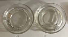 Deco Round Glass 4 Slot Ashtray Cigarette Table 5” Vintage Set Of 2