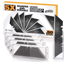 50-Pack Utility Knife Blades Blackened SK-2 Razor Blades for Box Cutter Utili.
