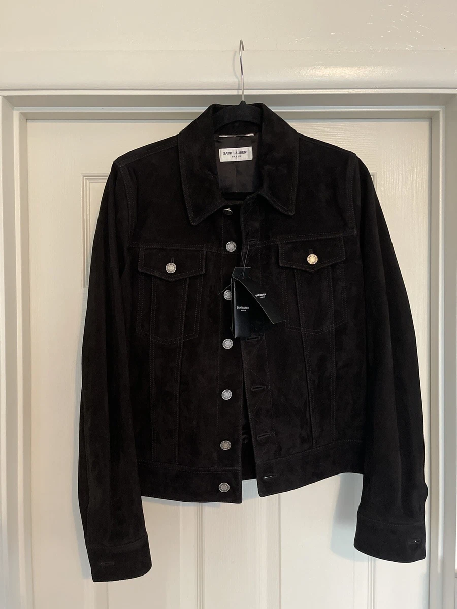 Saint laurent suede trucker clearance jacket