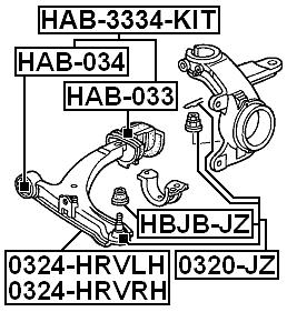 Front Arm Bushing Front Arm FEBEST HAB-034 OEM 51350-S2H-G02 | eBay