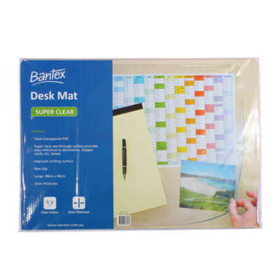 Bantex Super Clear Desk Mat Large 65x48cm Comfortable Non Slip Durable Pvc