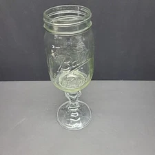 Wine Glass Redneck Ball Mason Jar on a Wine Glass Stem 9-1/8” Tall Cajun Tex Ok