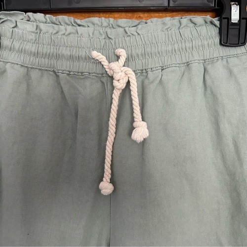 J. Crew Factory Linen Cotton Blend Wide Leg Paperbag Pants Sage Green Size 6 - Picture 5 of 10