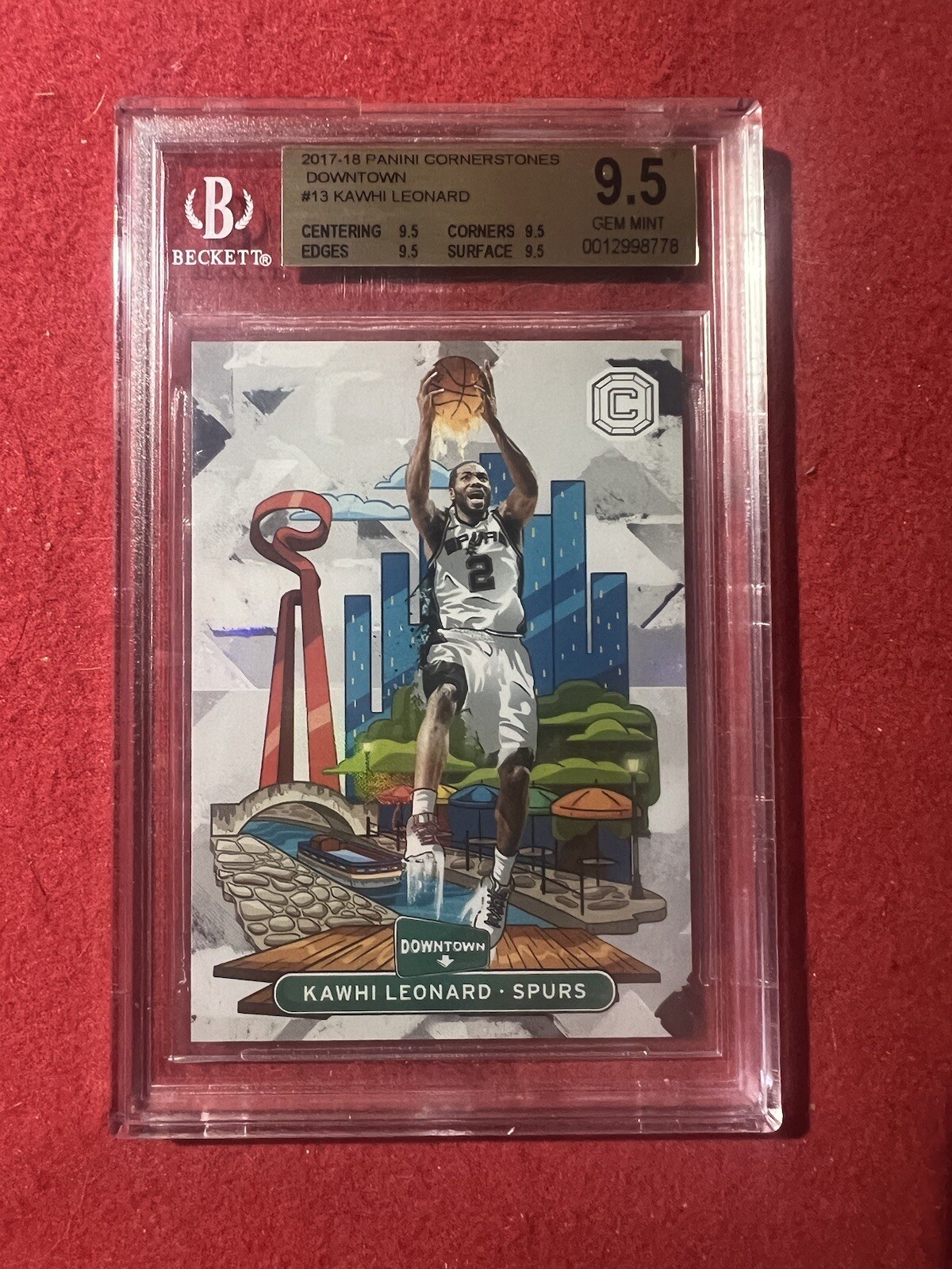 2017-18 Panini Cornerstones Kawhi Leonard Downtown BGS 9.5 w/subs #13 SSP