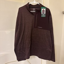 NWT G.H. Bass  CO Men's Mixed Media 1/4 Zip Fleece Top, Red, Size XL