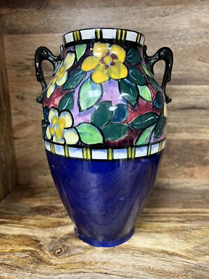 Phoenix Ware Vase England blue / yellow / multi decor