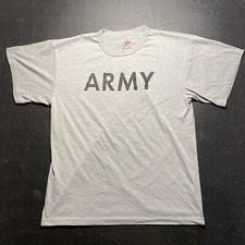 Vintage Army T Shirt Mens Small PFU Mock Neck Short Sleeve Gray Made In USA Vtg