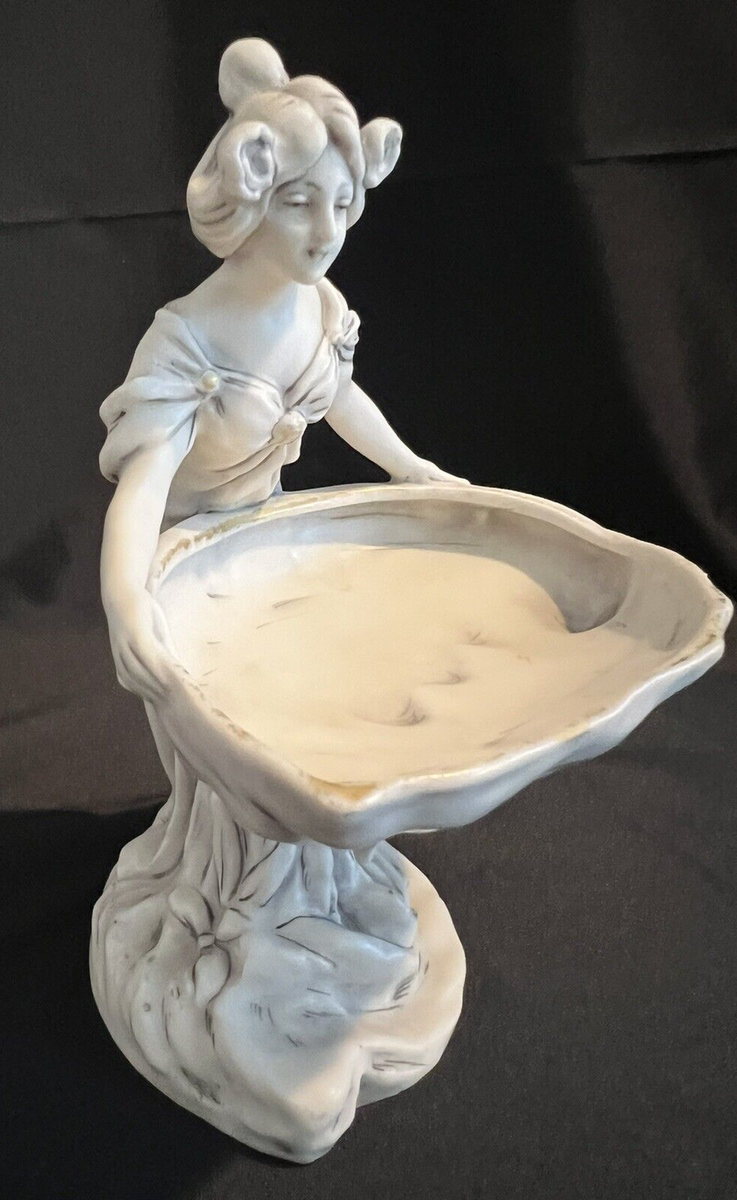 Royal Dux Bohemia Porcelain Figurine-Maiden Holding Shell Basin | eBay