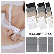 12Pcs Adjustable Bra Extender 2/3/4 Hooks with Elastic Underwear Strap Extensi