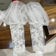 Women Detached Fake Puff Sleeve Fingerless Gloves Mesh Lace Bridal Accessory
