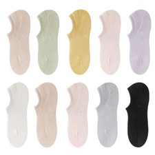 5 Pairs Women Cotton Summer Mesh Boat Socks Invisible No Show Socks YX24221