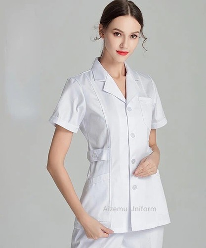 Conjunto de uniformes exfoliantes cortos de enfermera abrigo de laboratorio uniforme médico mujer ropa médica - Imagen 17 de 17