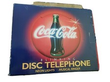 COCA COLA DISC TELEPHONE 1995 Blinking Neon Musical Coke Phone 16x12