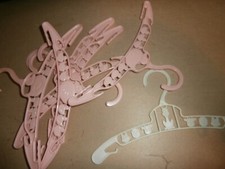7 Vintage Pink White Child's Clothes Plastic Hangers Ducks Animals