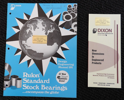 1978 Dixon Industries Corp Rulon Bearings Engineer Catalog Arlington  Heights IL | eBay