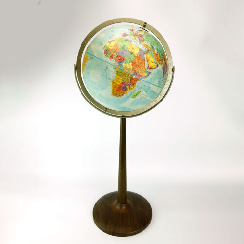1974 12" Replogle World Globe Stereo Relief - 32" Stand