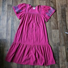 Vintage Magenta Appel Dress, Made in the USA, Cotton, Women's, Small, EUC