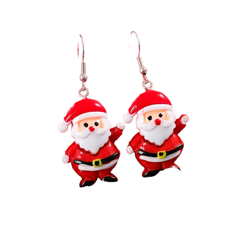 Resin Christmas Santa Claus Dangle Earrings New