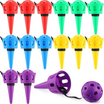 15 Pcs Catch a Ball Set Game Hand Eye Coordination One Size, Multi 