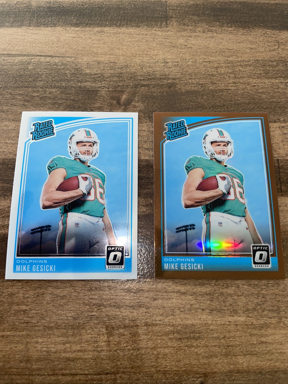 2018 Donruss Optic Rated Rookie Bronze And Base Mike Gesicki #187 Rookie RC