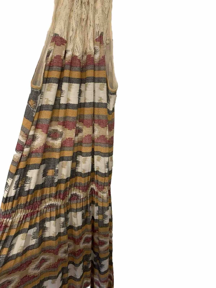 Maxi Vestido Sol Lucky Brand Para Mujer Talla Pequeña Rojo Azteca Crochet Sin Mangas Foto 2 de 4