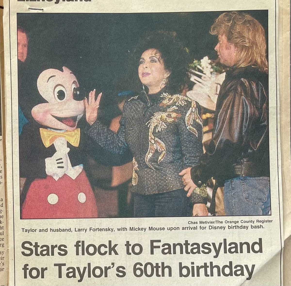ELIZABETH TAYLOR 60th BIRTHDAY PARTY DISNEYLAND 1992 Orange County