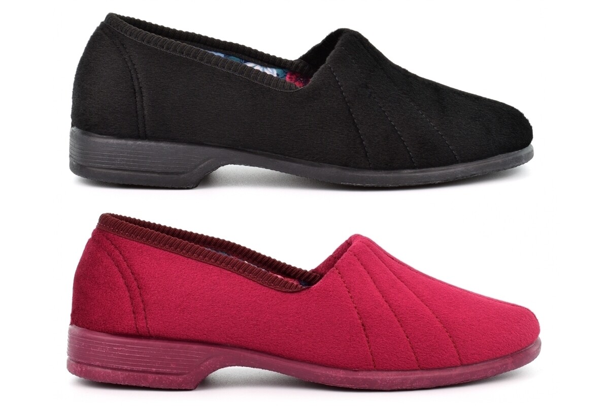 SAOLA Pantofole moquette donna ciabatte donna tacco basso suola gomma rosso nero