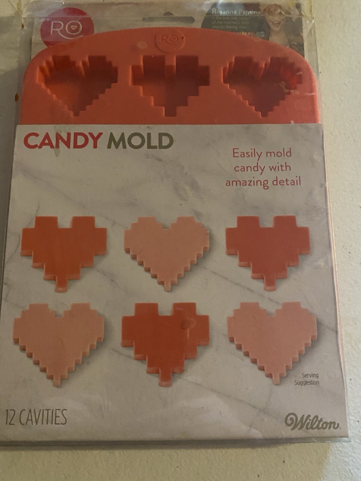 NEW Wilton 12 Candy Hearts Silicone Mold Pixelated Design by Rosanna Pansino