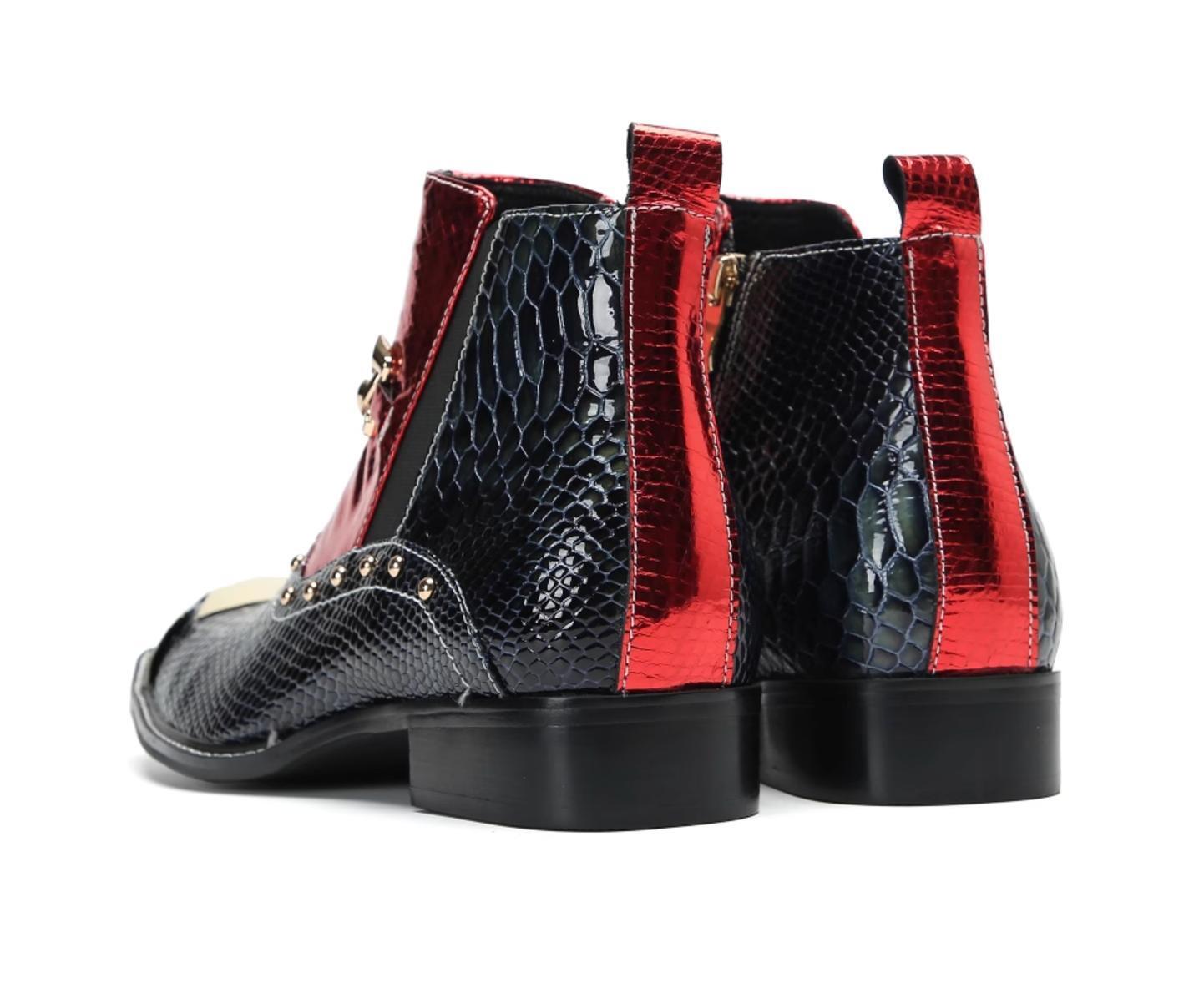 SAOLA Scarpe Oxford alte uomo eleganti pelle di serpente metallo punta eleganti zip laterale