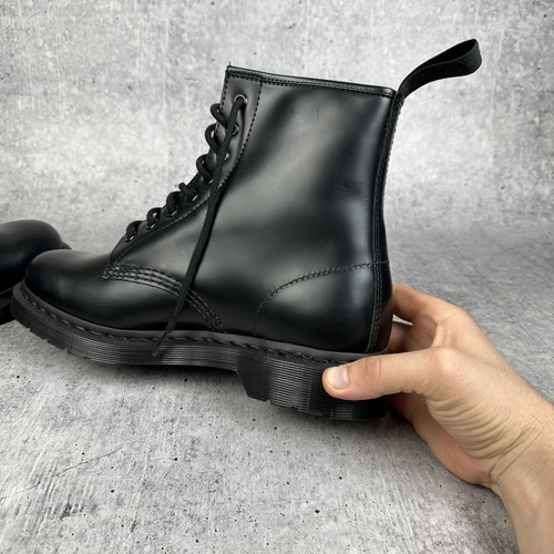New Dr Martens 1460 Mono Black Leather Smooth Boots Men’s Size EUR 42 UK 8 US 9 - Picture 10 of 16