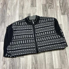 GEOFFREY BEENE Full Zip Black Knit Aztec Pattern Cardigan Sweater Men's Size XL