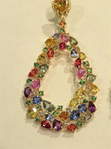Attractive 12 TCW Multi Shape & Simulated Color Gemstone Women's Fine Earrings - Picture 2 of 8