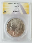1889 P Morgan Silver Dollar - Philadelphia Mint - ANACS MS 61