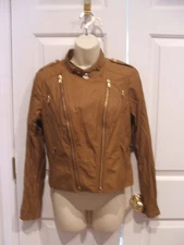 NWT FAMOUS MAKER  org. $129 brown motorcycle style  Zip Up Jacket Size 6