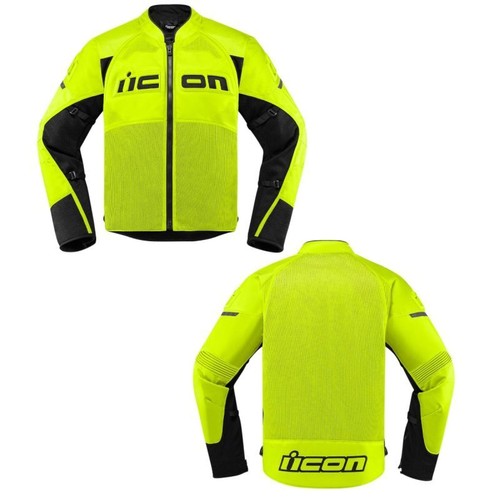 Icon Contra 2 Textile/Mesh Hi-Viz Yellow Street Motorcycle Jacket - Size 4XL