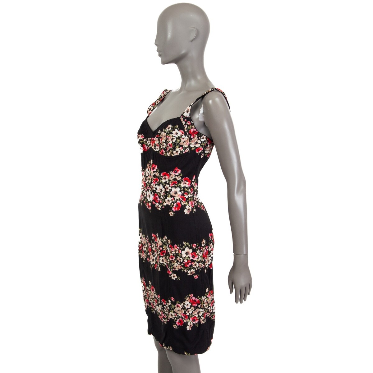 【関税込み】dolce & gabbana Floral dress 65769 auth DOLCE & GABBANA black & red FLORAL SICILIA