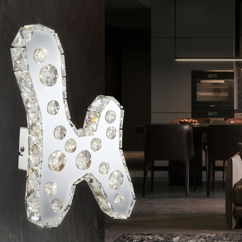Design LED Cromo Lampada da Parete a Specchio Dormire Camera Cristallo Argento
