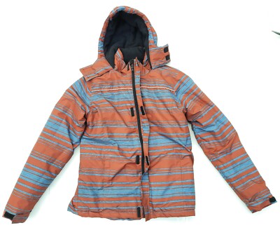 Iceberg Unisex Hoodie Winter Jacket Horizontal Red Silver Stripes 18/Large 68986